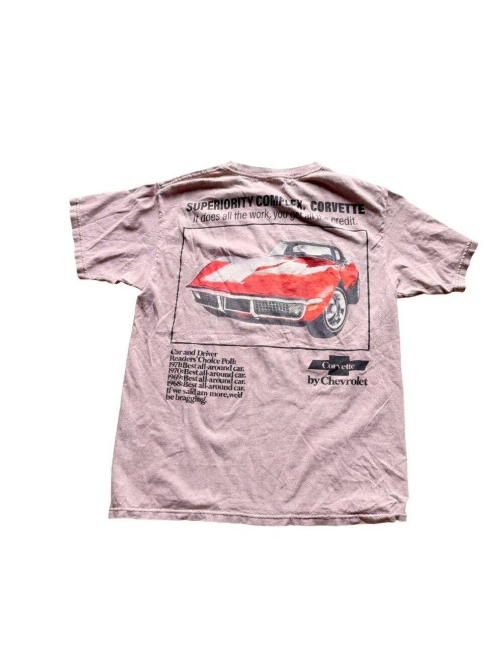 Corvette By Chevrolet Men's Graphic T-Shirt M Superiority Complex Pink Wash Y2K